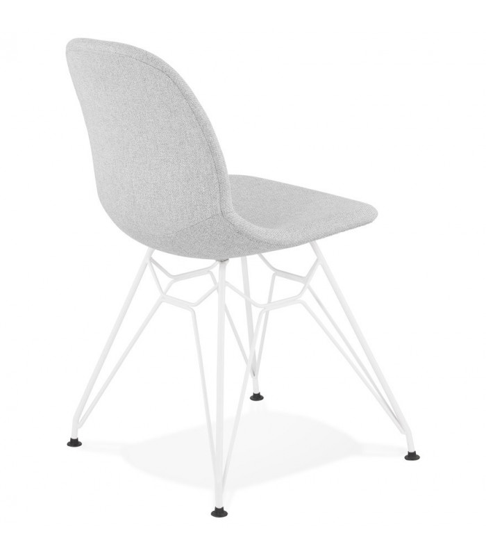 Chaise design gris clair en tissu et métal Kora