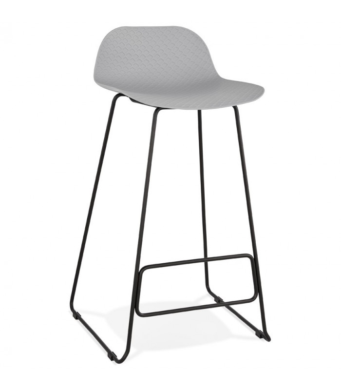 Tabouret de bar design gris en plastique et métal Monaco