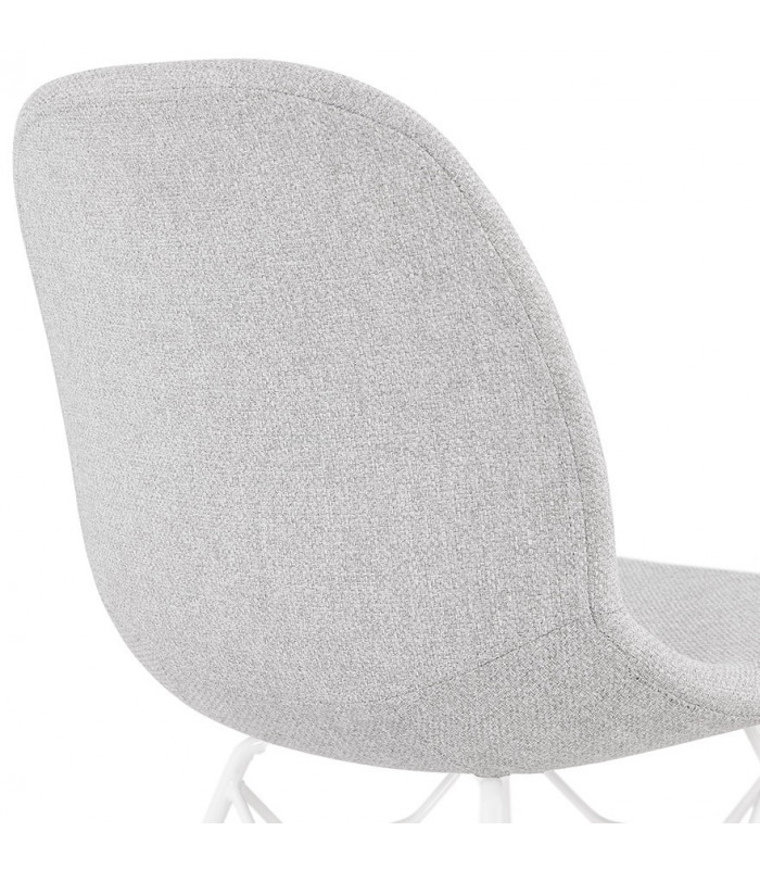 Chaise design gris clair en tissu et métal Kora
