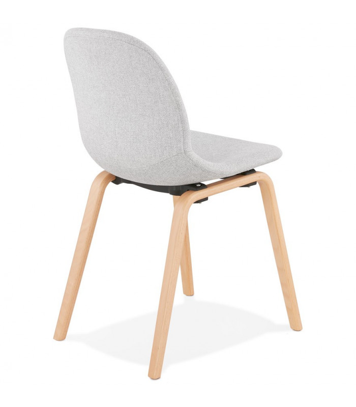 Chaise design gris clair en tissu et bois Bernice