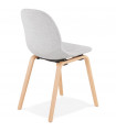 Chaise design gris clair en tissu et bois Bernice