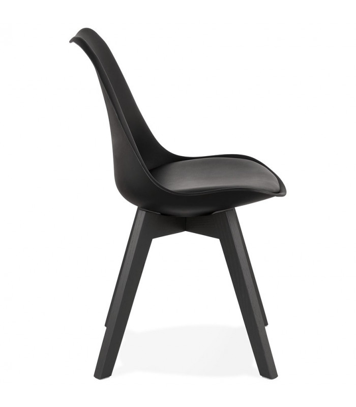 Chaise design noir en plastique et bois Arabesque