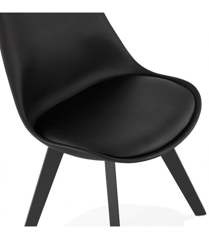 Chaise design noir en plastique et bois Arabesque