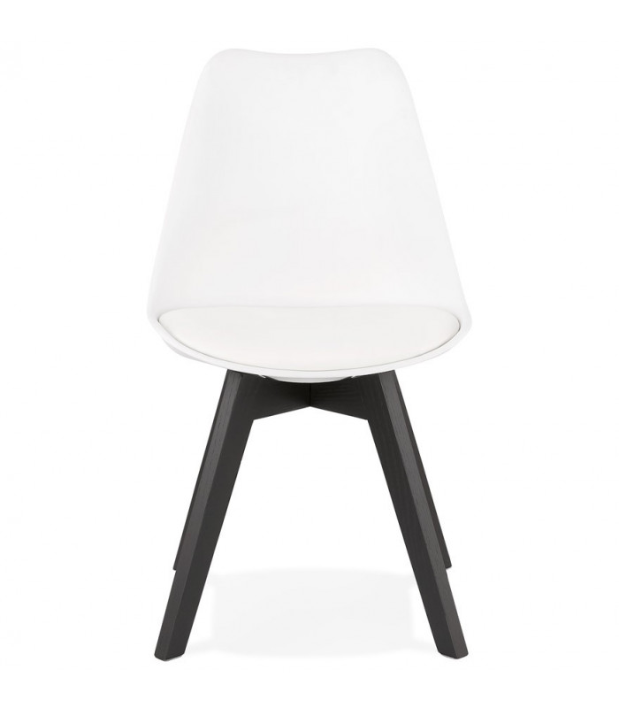 Chaise design blanc en plastique et bois Arabesque