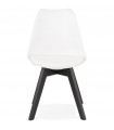 Chaise design blanc en plastique et bois Arabesque