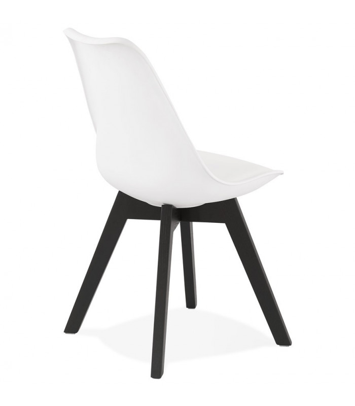 Chaise design blanc en plastique et bois Arabesque