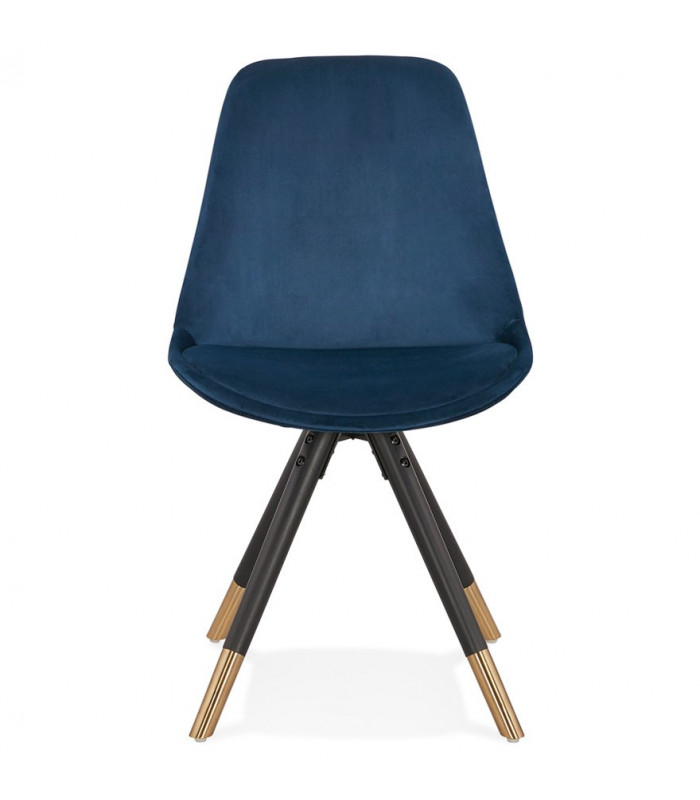 Chaise design bleu en tissu et bois Hoop