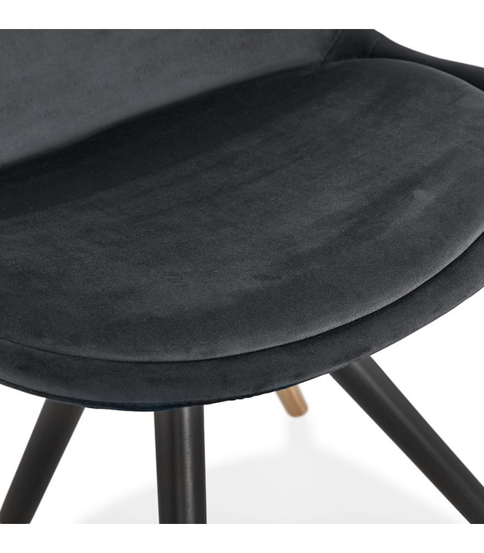 Chaise design noir en tissu et bois Hoop