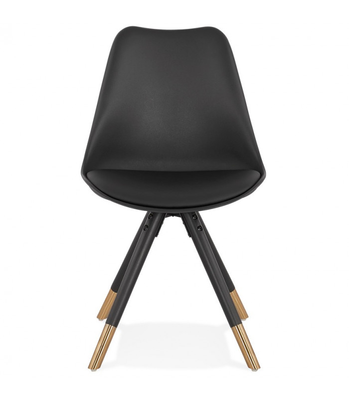 Chaise design noir en plastique et bois Moreto