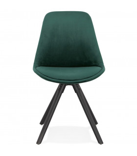 Chaise design vert en tissu et bois Eton