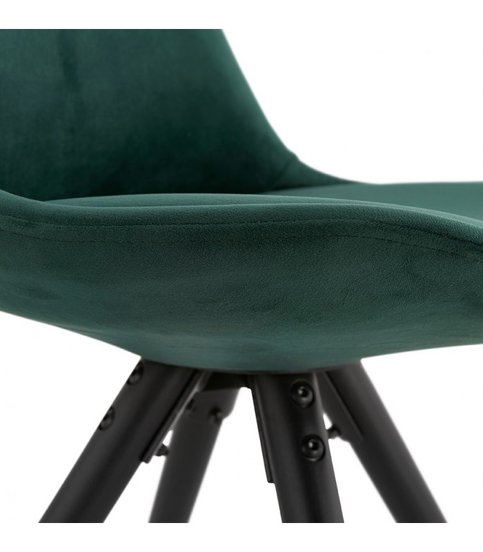 Chaise design vert en tissu et bois Eton