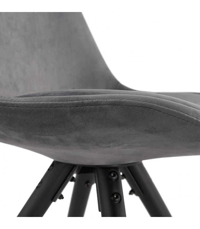 Chaise design gris en tissu et bois Eton