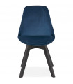 Chaise design bleu en tissu et bois Kolo