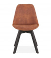 Chaise design marron en tissu et bois Mordax