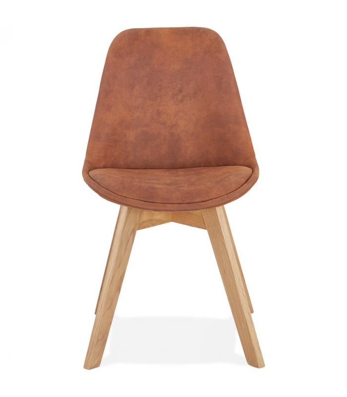 Chaise design marron en tissu et bois Mordax