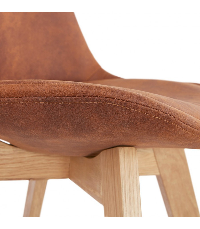 Chaise design marron en tissu et bois Mordax