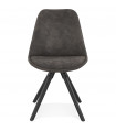 Chaise design gris foncé en tissu et bois Bluffton