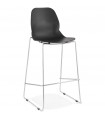 Tabouret de bar design noir en plastique et métal Reman