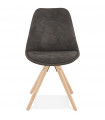 Chaise design gris foncé en tissu et bois Bluffton