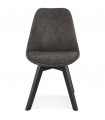 Chaise design gris foncé en tissu et bois Mordax