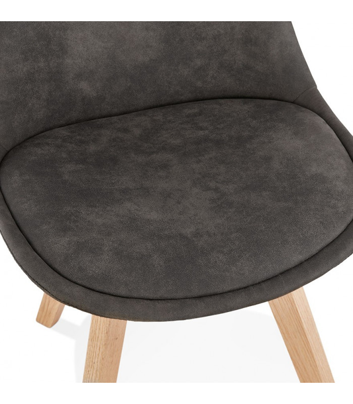 Chaise design gris foncé en tissu et bois Mordax