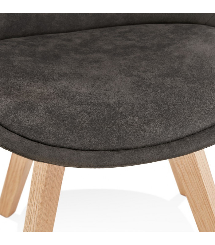 Chaise design gris foncé en tissu et bois Mordax