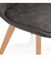 Chaise design gris foncé en tissu et bois Mordax
