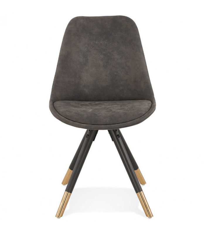 Chaise design gris foncé en tissu et bois Merrill