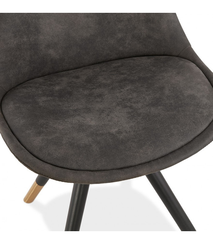 Chaise design gris foncé en tissu et bois Merrill