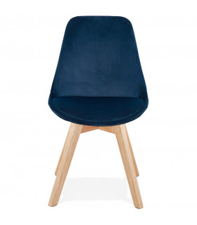 Chaise design bleu en tissu et bois Kolo