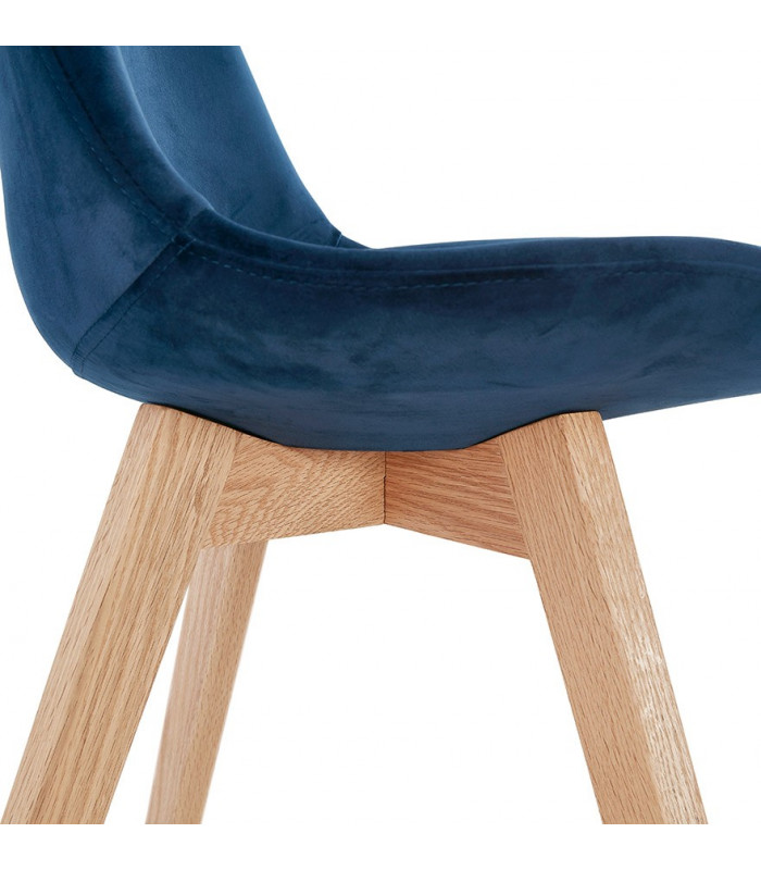 Chaise design bleu en tissu et bois Kolo