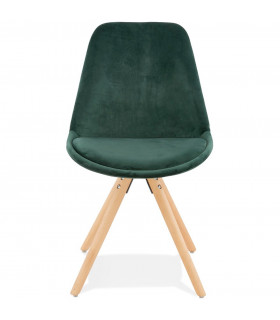 Chaise design vert en tissu et bois Eton