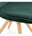 Chaise design vert en tissu et bois Eton