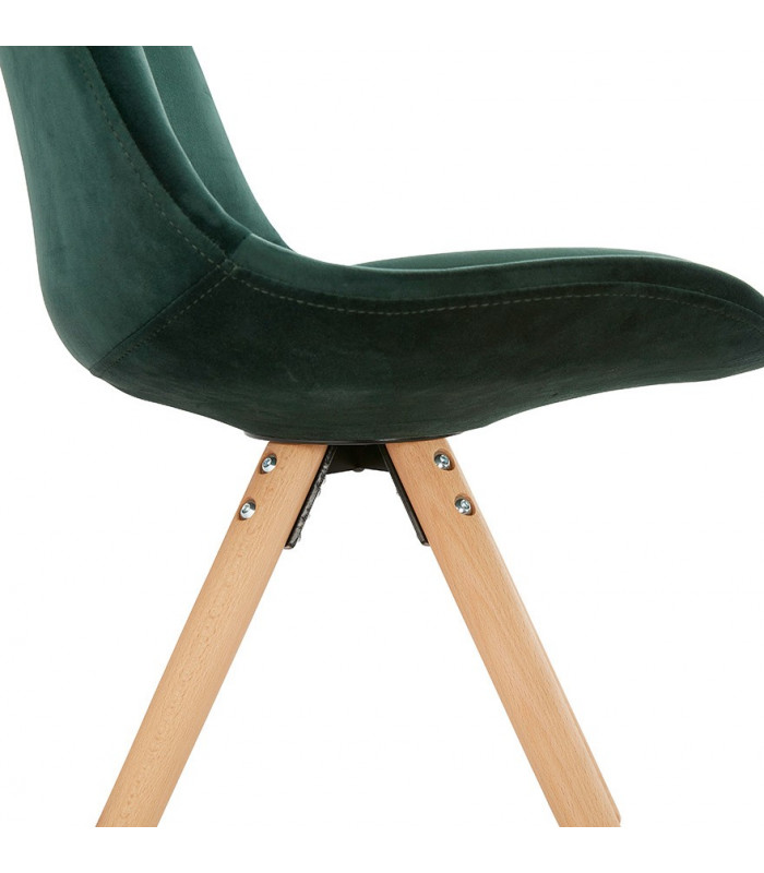 Chaise design vert en tissu et bois Eton