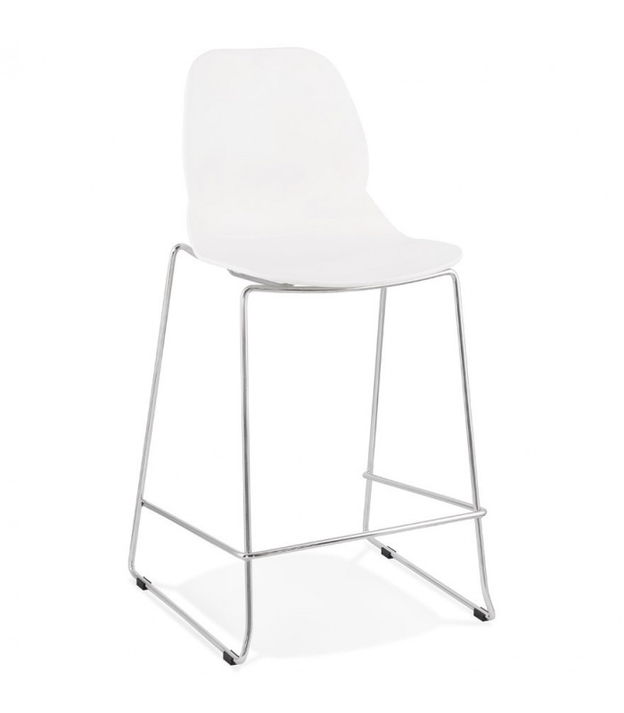 Tabouret de bar design blanc en plastique et métal Reman Mini