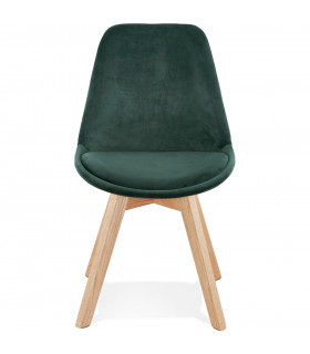 Chaise design vert en tissu et bois Kolo