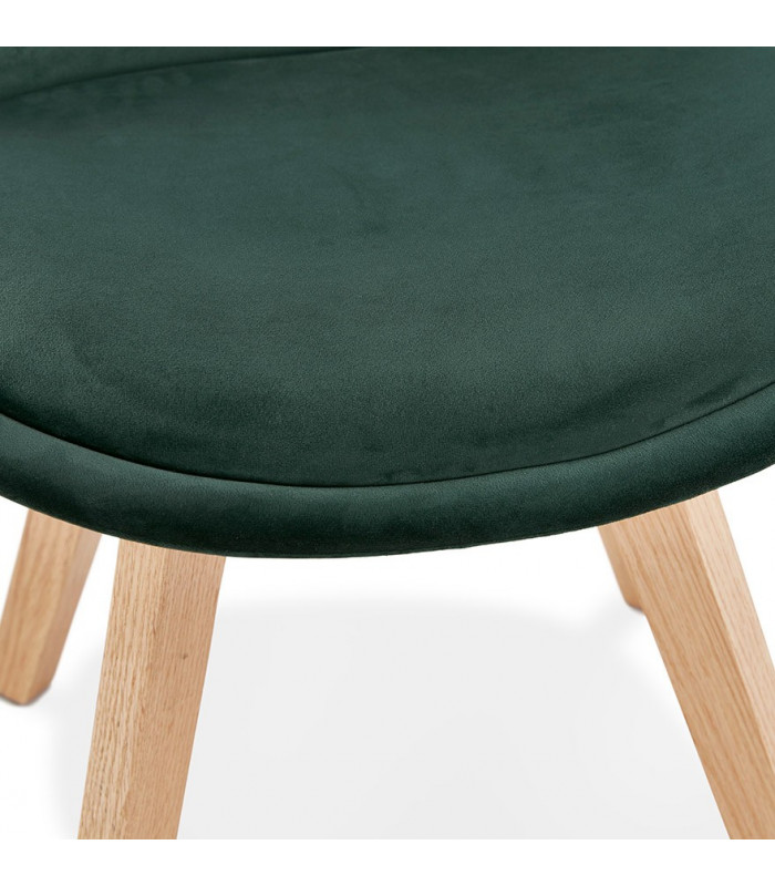 Chaise design vert en tissu et bois Kolo