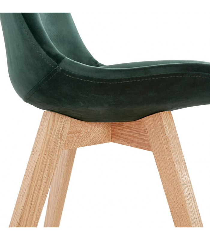 Chaise design vert en tissu et bois Kolo