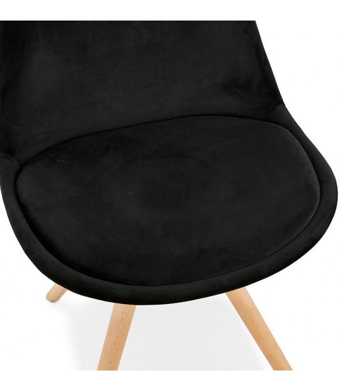 Chaise design noir en tissu et bois Eton