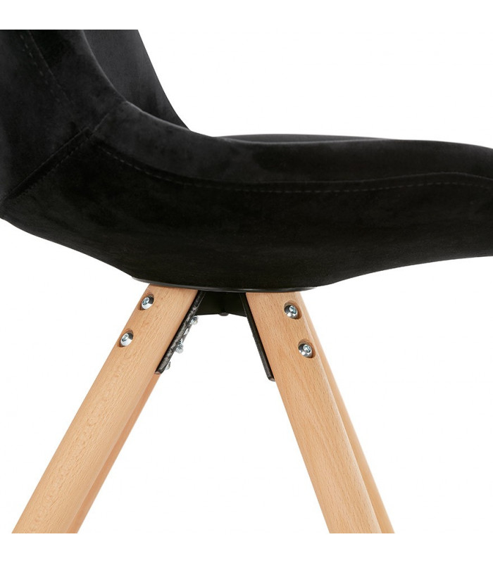 Chaise design noir en tissu et bois Eton