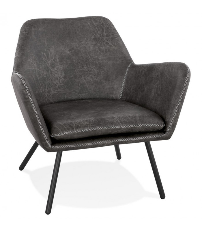 Fauteuil design gris foncé en similicuir Grove