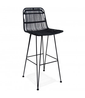 Tabouret de bar design noir en bois et métal Giamatti