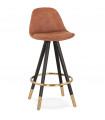 Tabouret de bar design marron en tissu et bois Ayres Mini