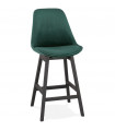 Tabouret de bar design vert en tissu et bois Alvah Mini