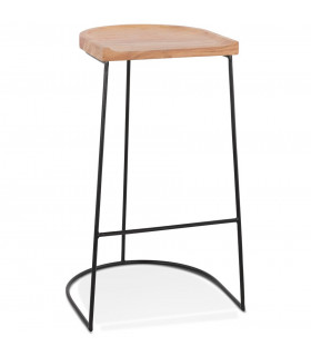 Tabouret de bar design naturel en bois et métal Jak