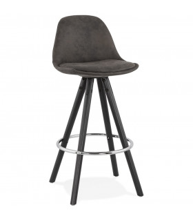 Tabouret de bar design gris foncé en tissu et bois Adagio Mini 65