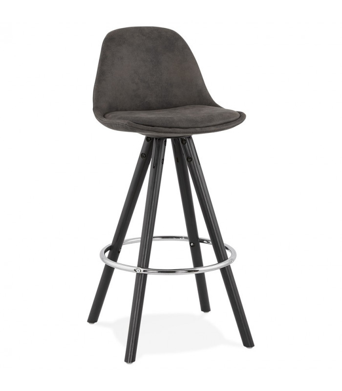 Tabouret de bar design gris foncé en tissu et bois Adagio Mini 65