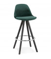 Tabouret de bar design vert en tissu et bois Darna Mini 65