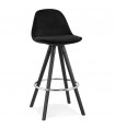 Tabouret de bar design noir en tissu et bois Darna Mini 65