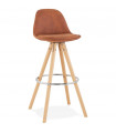Tabouret de bar design marron en tissu et bois Adagio